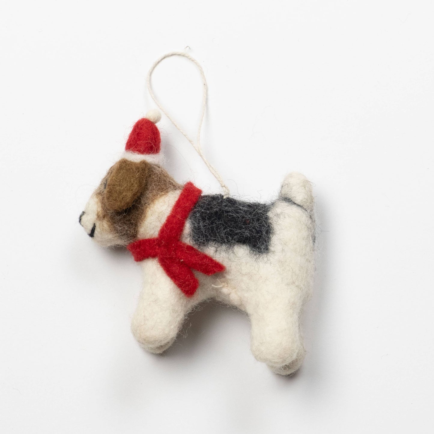 Holiday Ornament Dog with Red Scarf