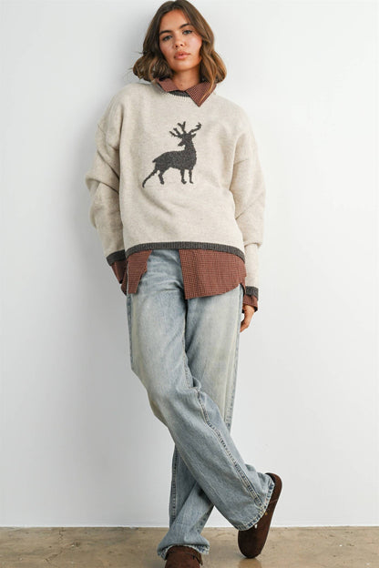 Reindeer Graphic Knit Sweater