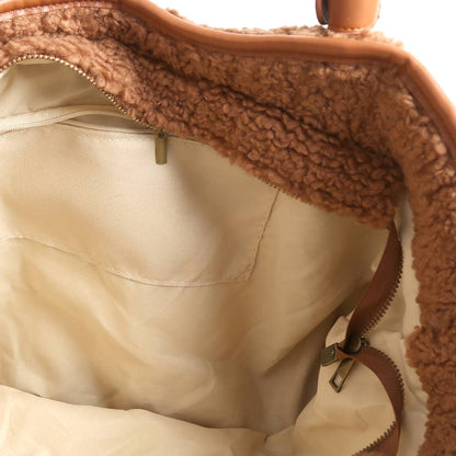 Solid Color Sherpa Shoulder Tote Bag