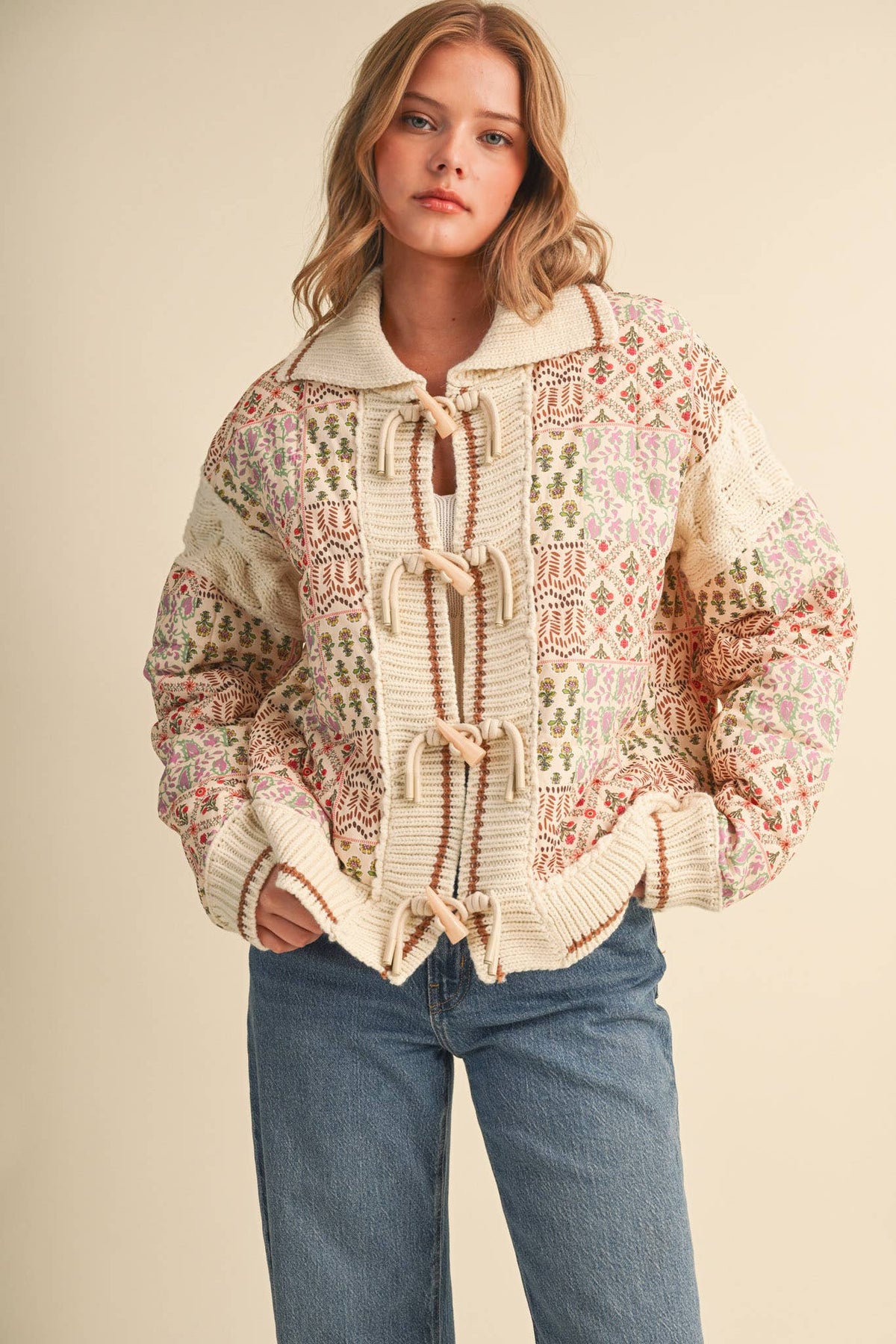 Mixed Media Floral Patchwork Jacket