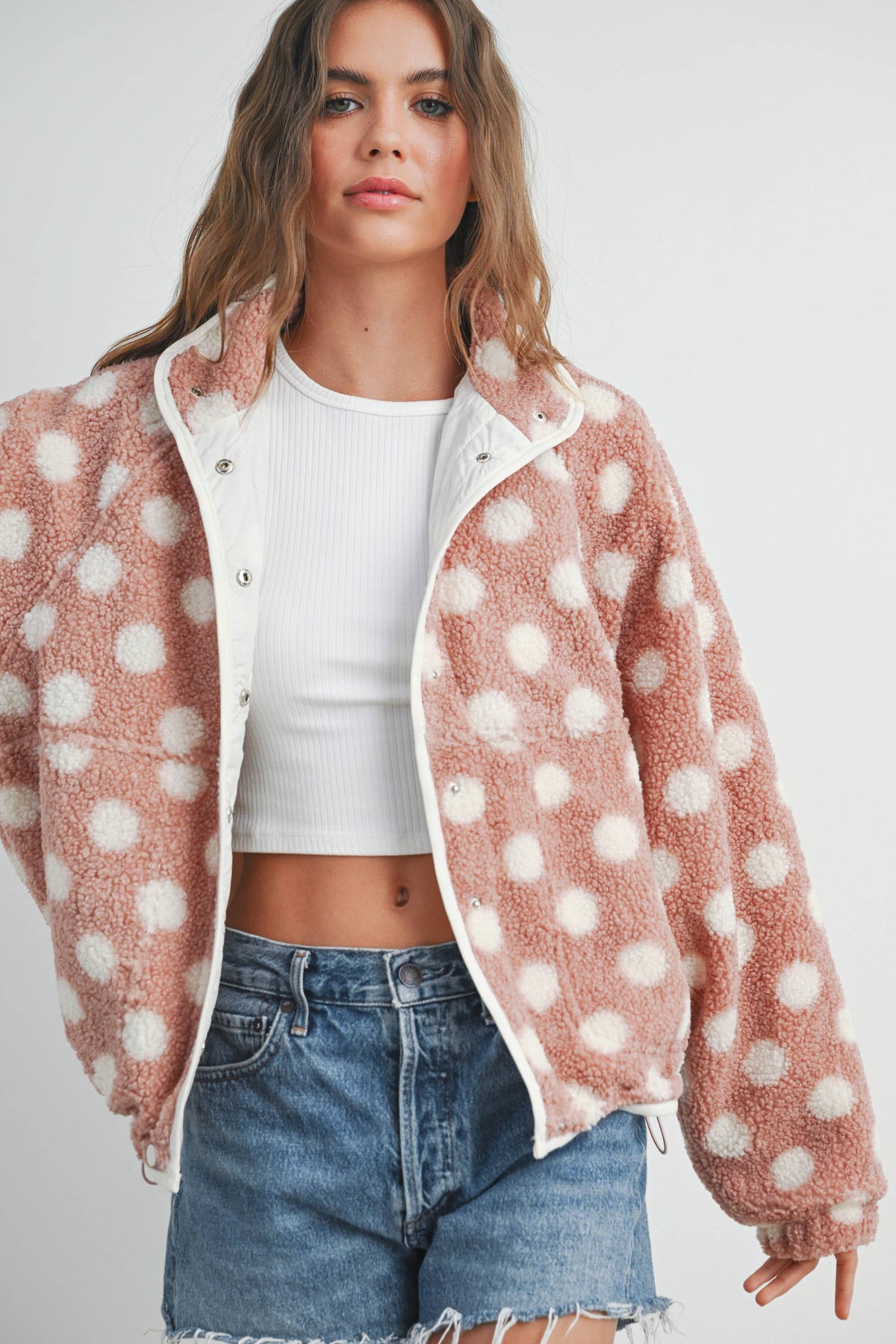 Fall Polka Dot Button Down Jacket
