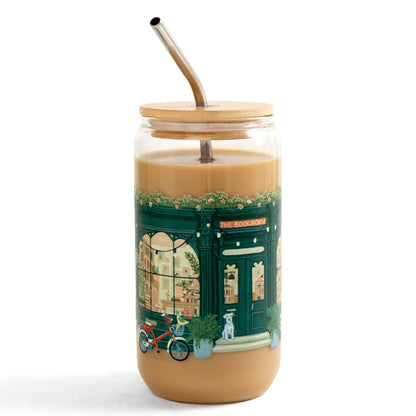Bookworm Bookstore 16oz Glass Can
