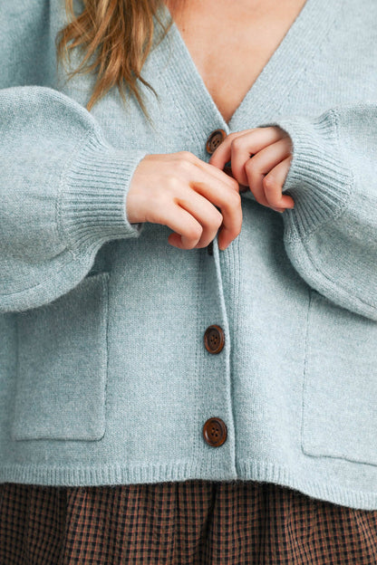 V-Neck Button-Up Sweater