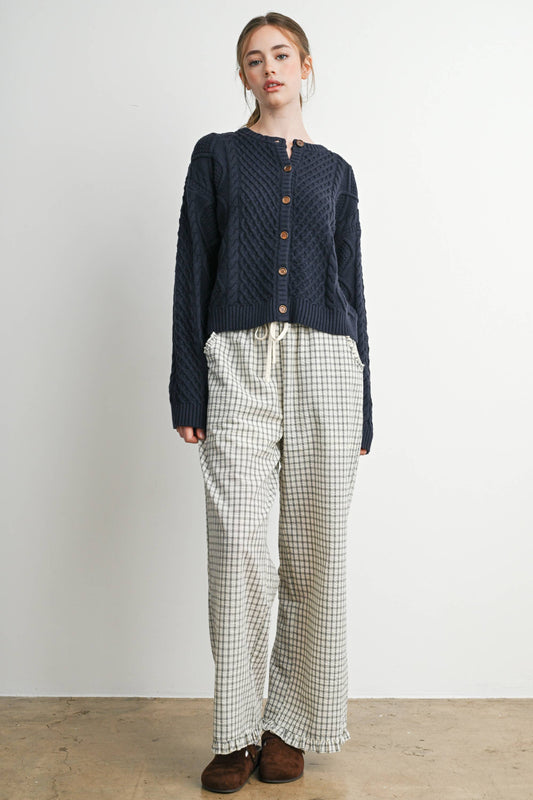 Navy Cable Knit Cardigan