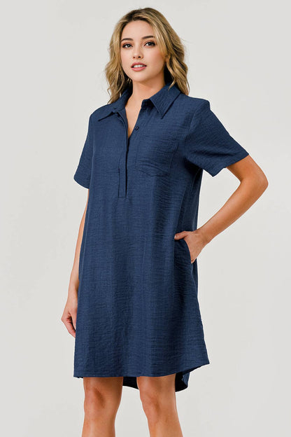 Ellie Collared Short Sleeve Shift Dress