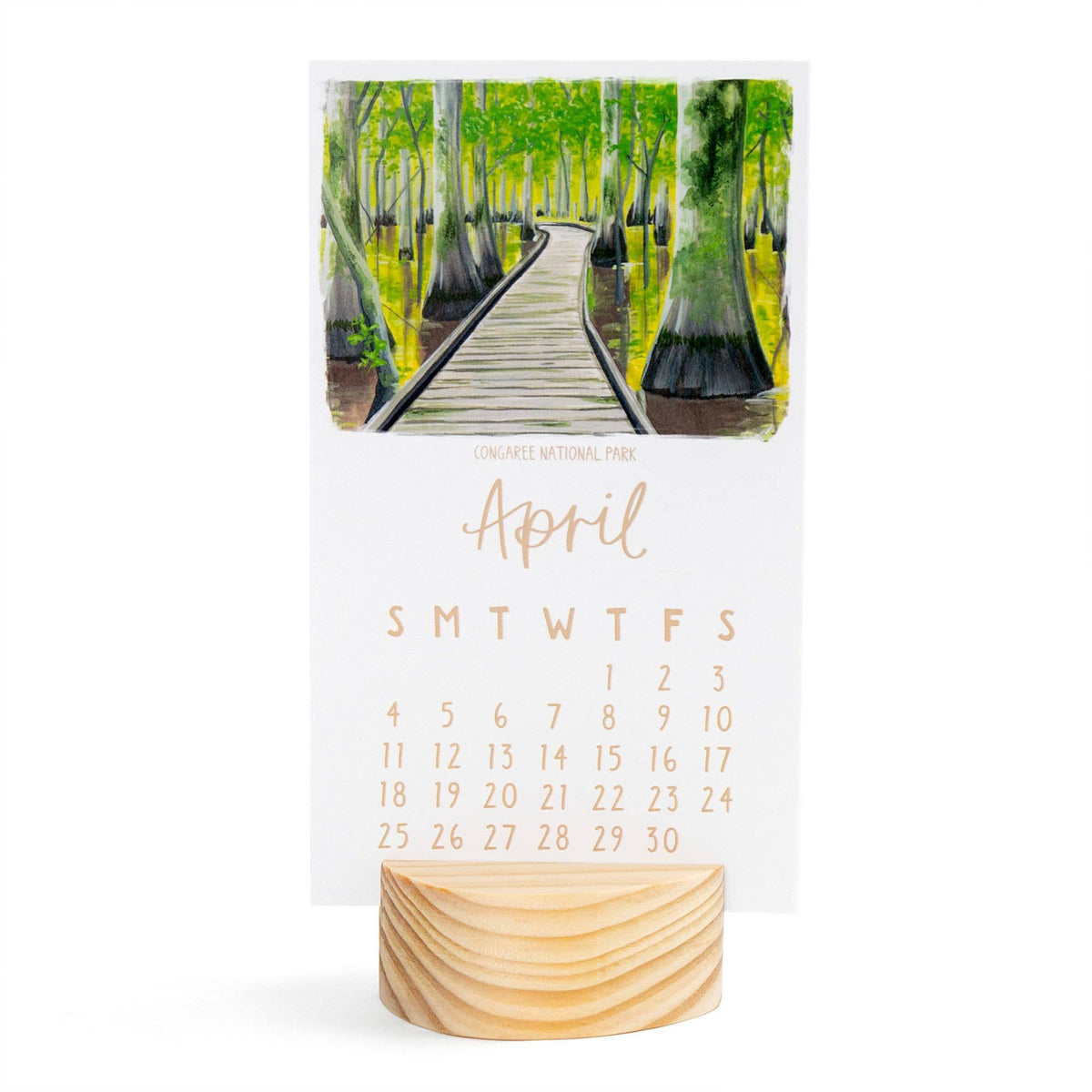 National Parks 2027 Mini Desk Calendar + Wooden Block