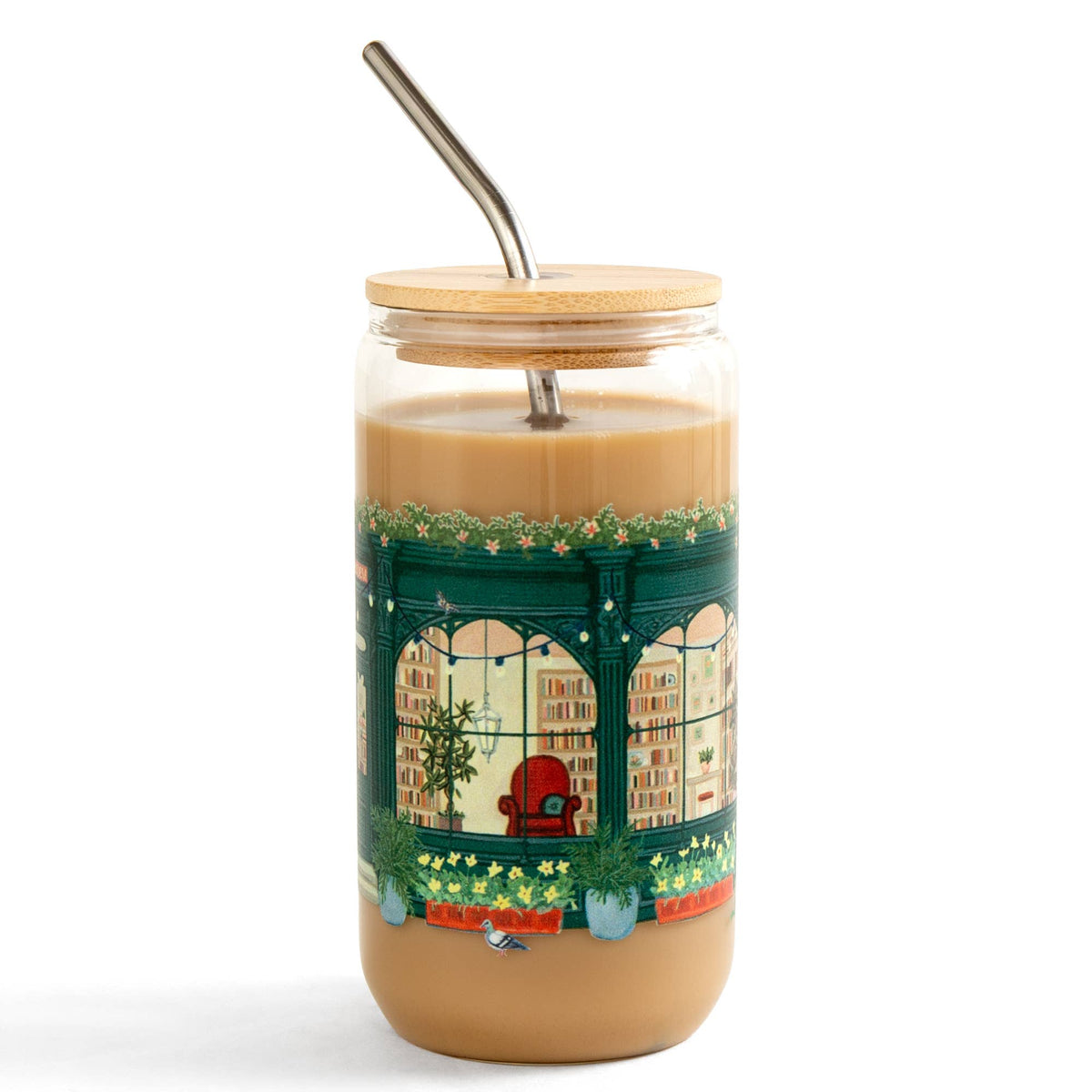 Bookworm Bookstore 16oz Glass Can