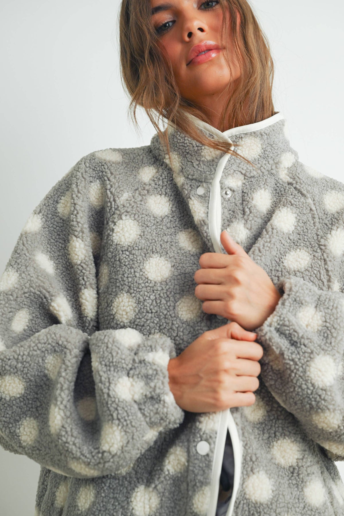 Fall Polka Dot Button Down Jacket