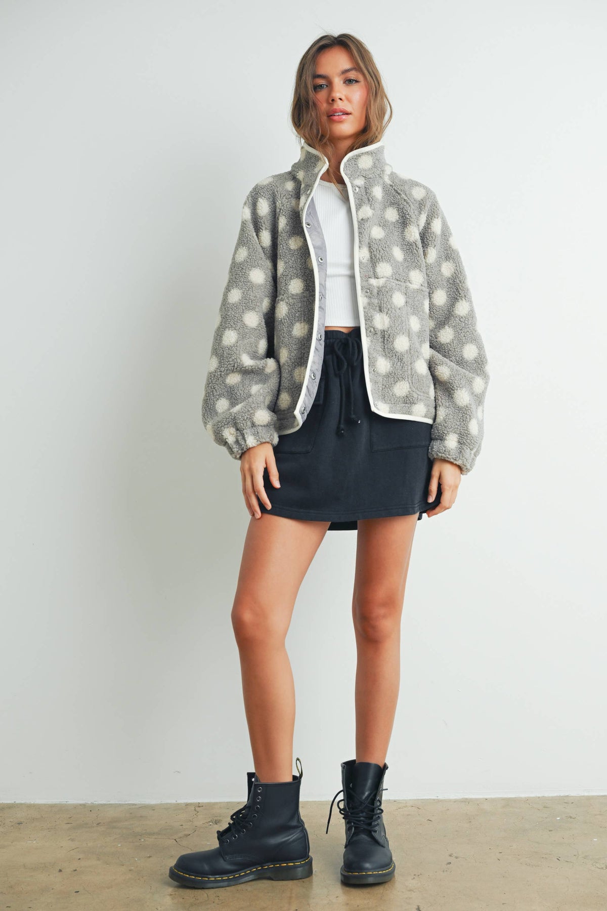 Fall Polka Dot Button Down Jacket