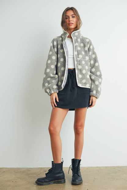 Fall Polka Dot Button Down Jacket