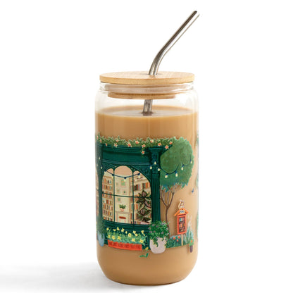 Bookworm Bookstore 16oz Glass Can