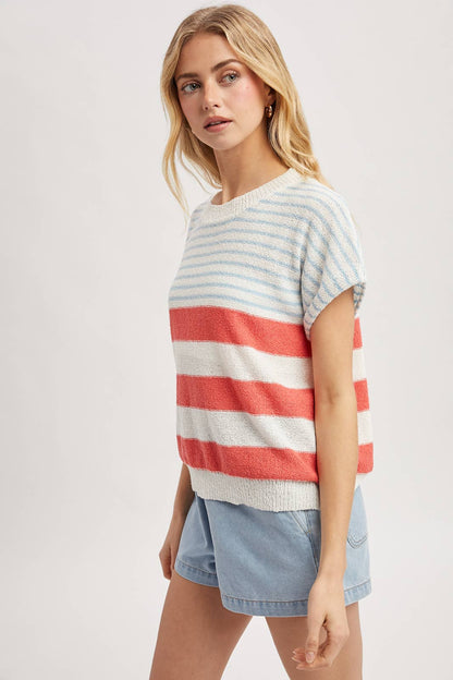 MULTICOLOR STRIPED SWEATER TOP