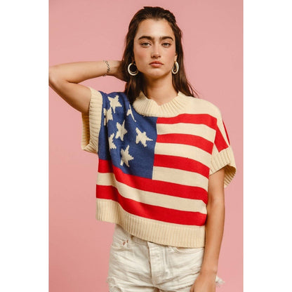 Star Patches American Flag Theme Sweater