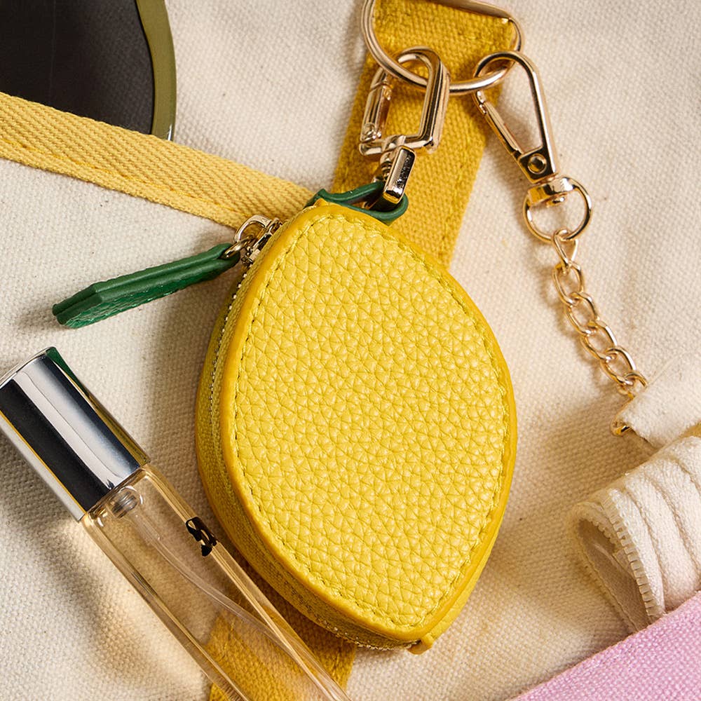 Genuine Leather Lemon Coin Purse / Keychain / Bag Charm