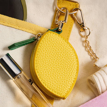 Genuine Leather Lemon Coin Purse / Keychain / Bag Charm