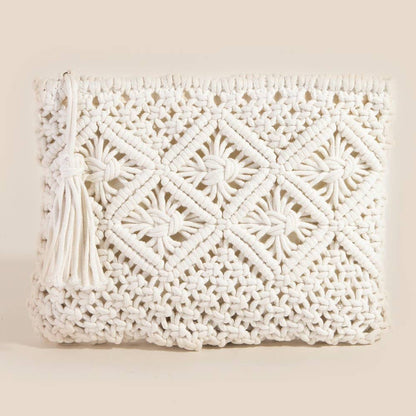 Crochet Clutch Tassel Bag