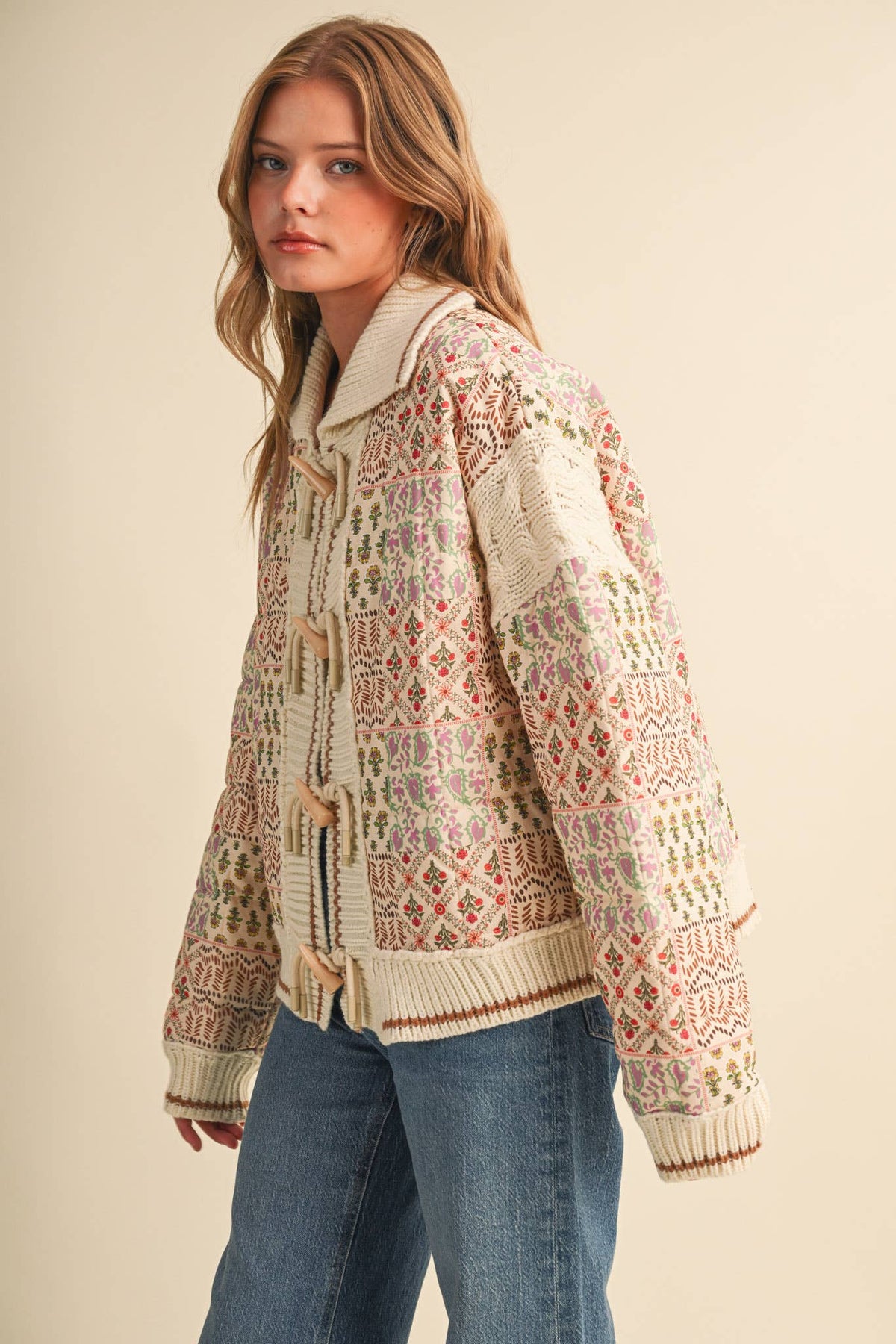 Mixed Media Floral Patchwork Jacket