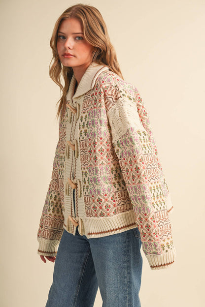 Mixed Media Floral Patchwork Jacket