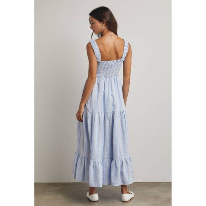 STRIPED SMOCKED MAXI DRESS