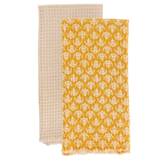 Dijon Damask Cotton Tea Towels Set of 2