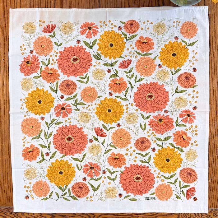 Zinnia Tea Towel - Spring Floral