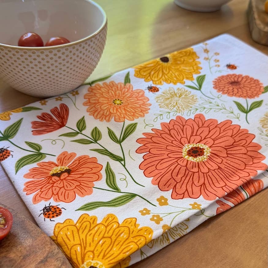 Zinnia Tea Towel - Spring Floral