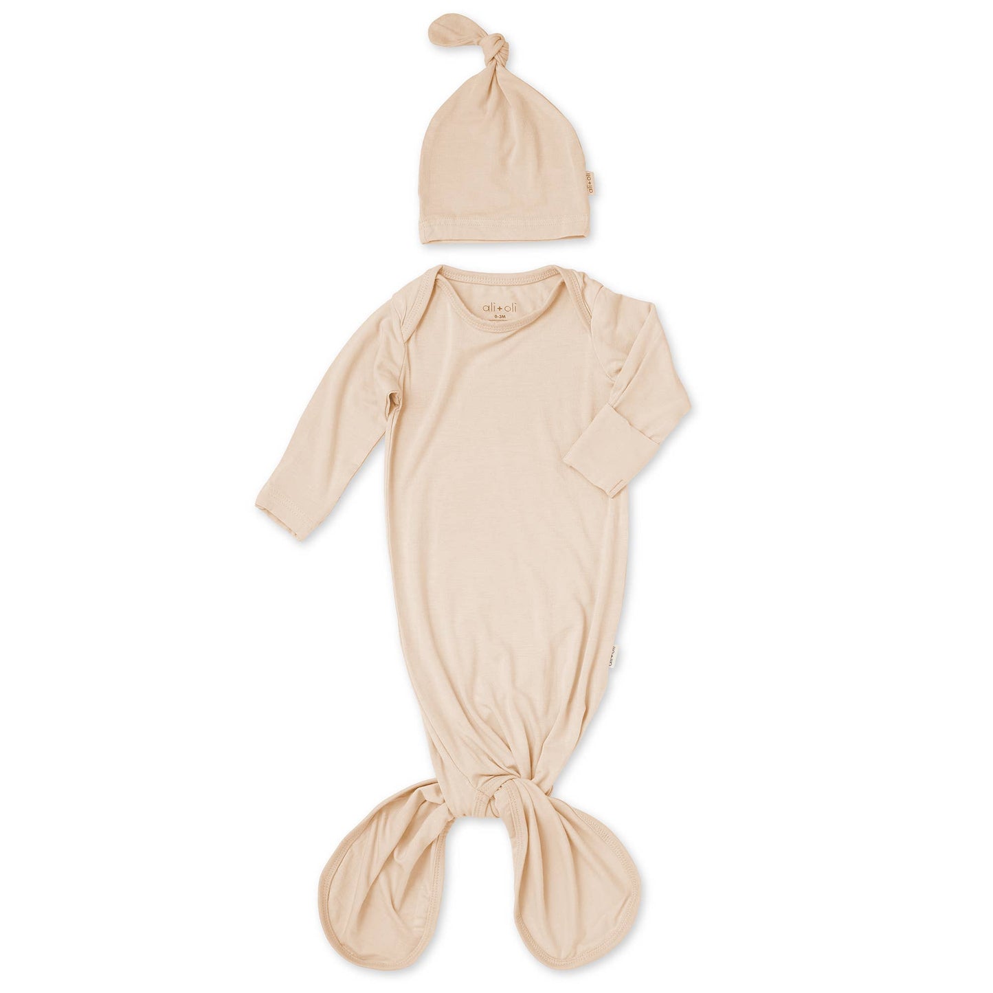 Bamboo Layette Knotted Gown and Beanie for Newborns