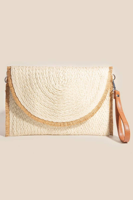 Braided Round Flat Envelope Clutch Bag