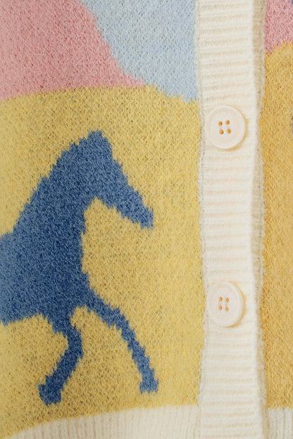 Scenic Horse Jacquard Knit Cardigan