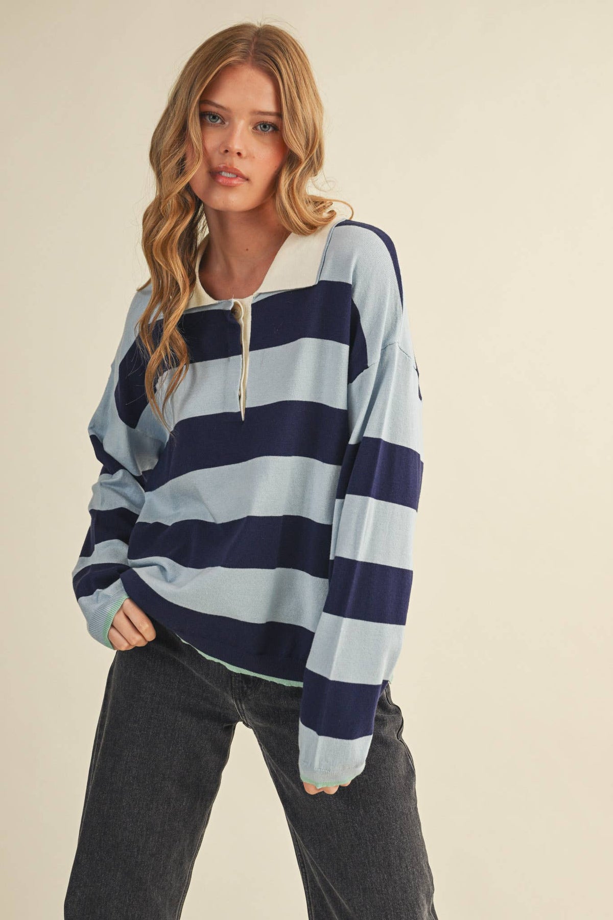 Blue Striped Rugby Sweater