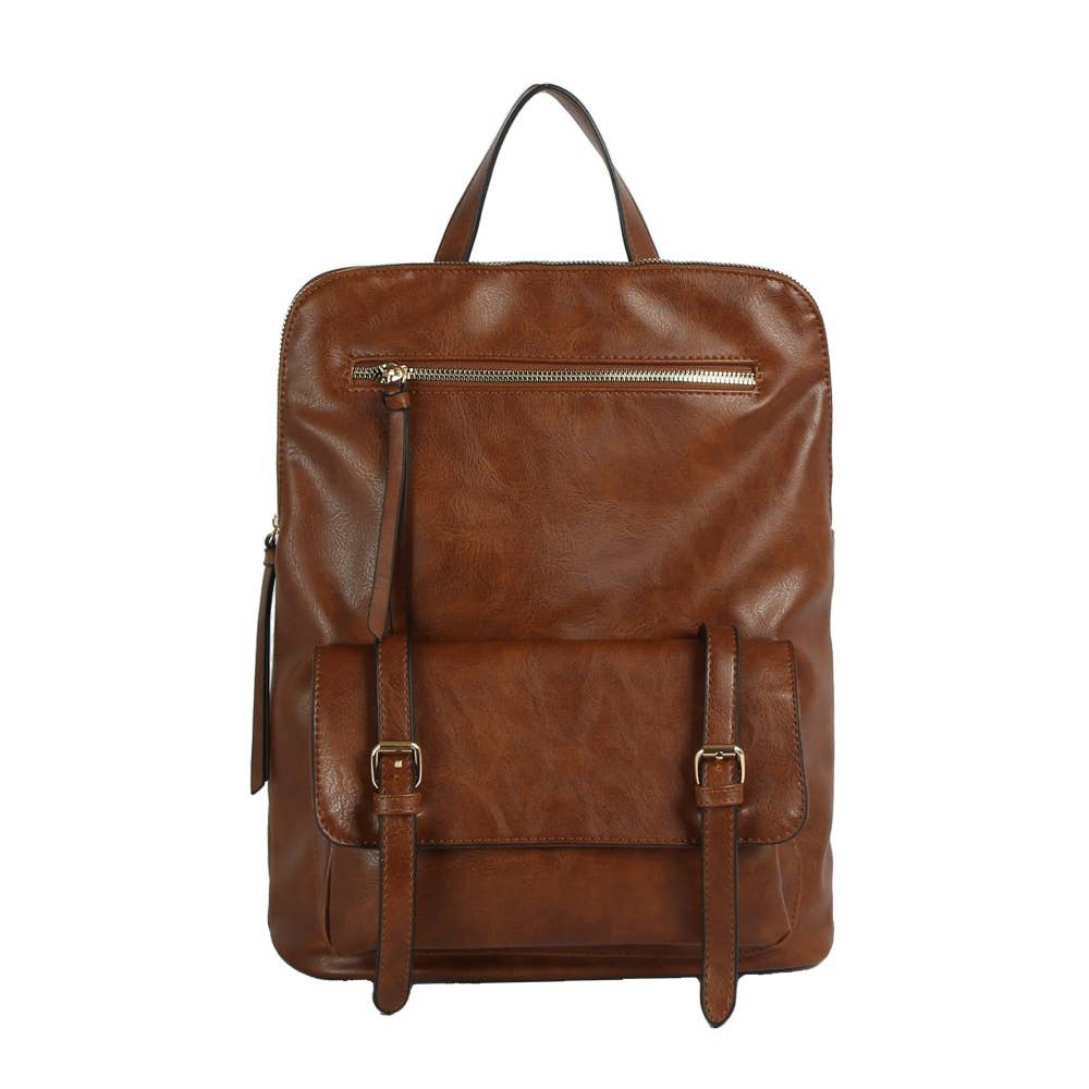 Distressed Vegan Leather Laptop Backpack