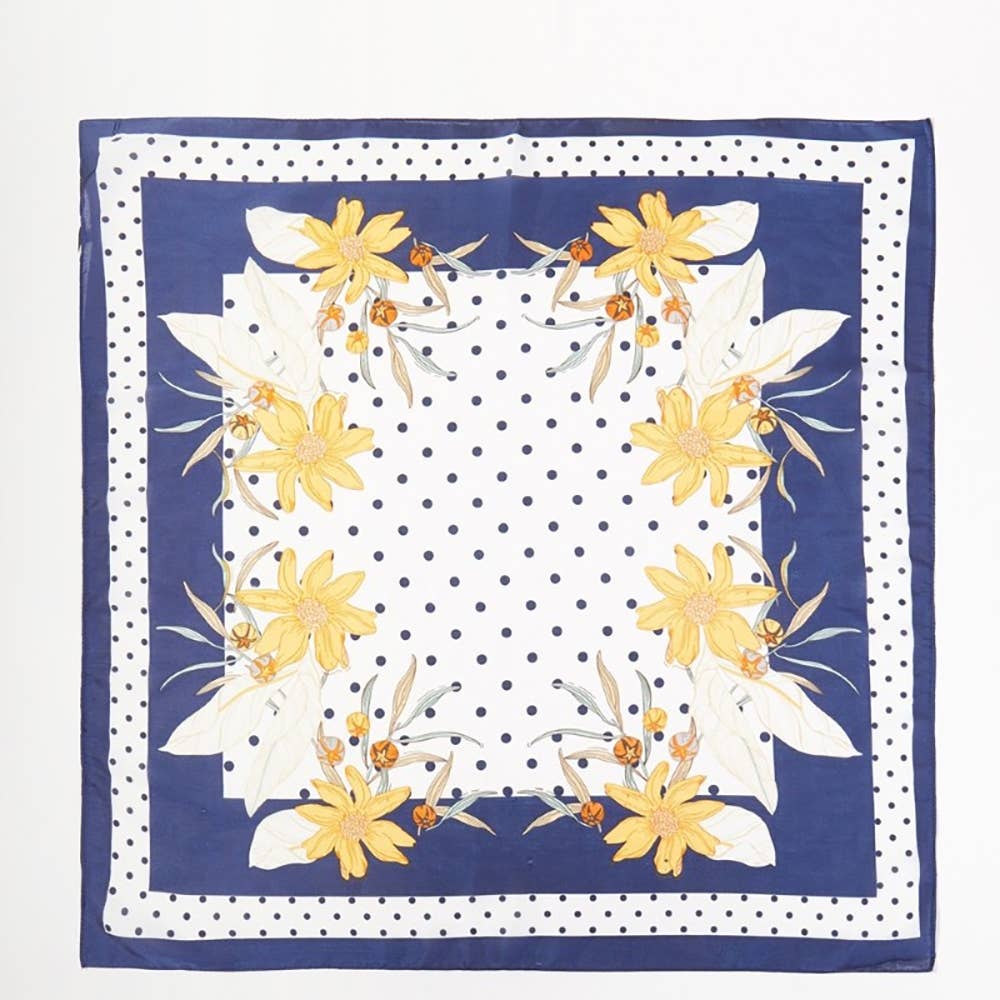 Floral Polka Dot Theme Square Scarf