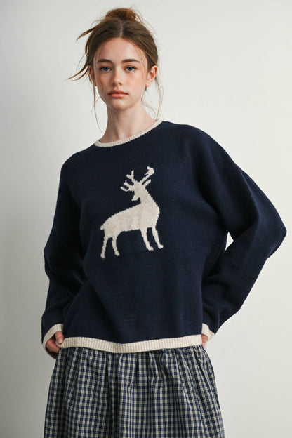Reindeer Graphic Knit Sweater