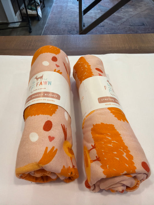 F is For Fawn Stretchy Swaddle Blanket - Chickens