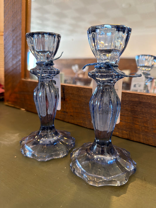 Blue Glass Candle Holder