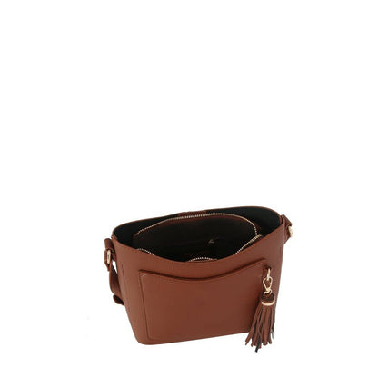 Vegan Leather Tassel Bucket Shoulder Bag