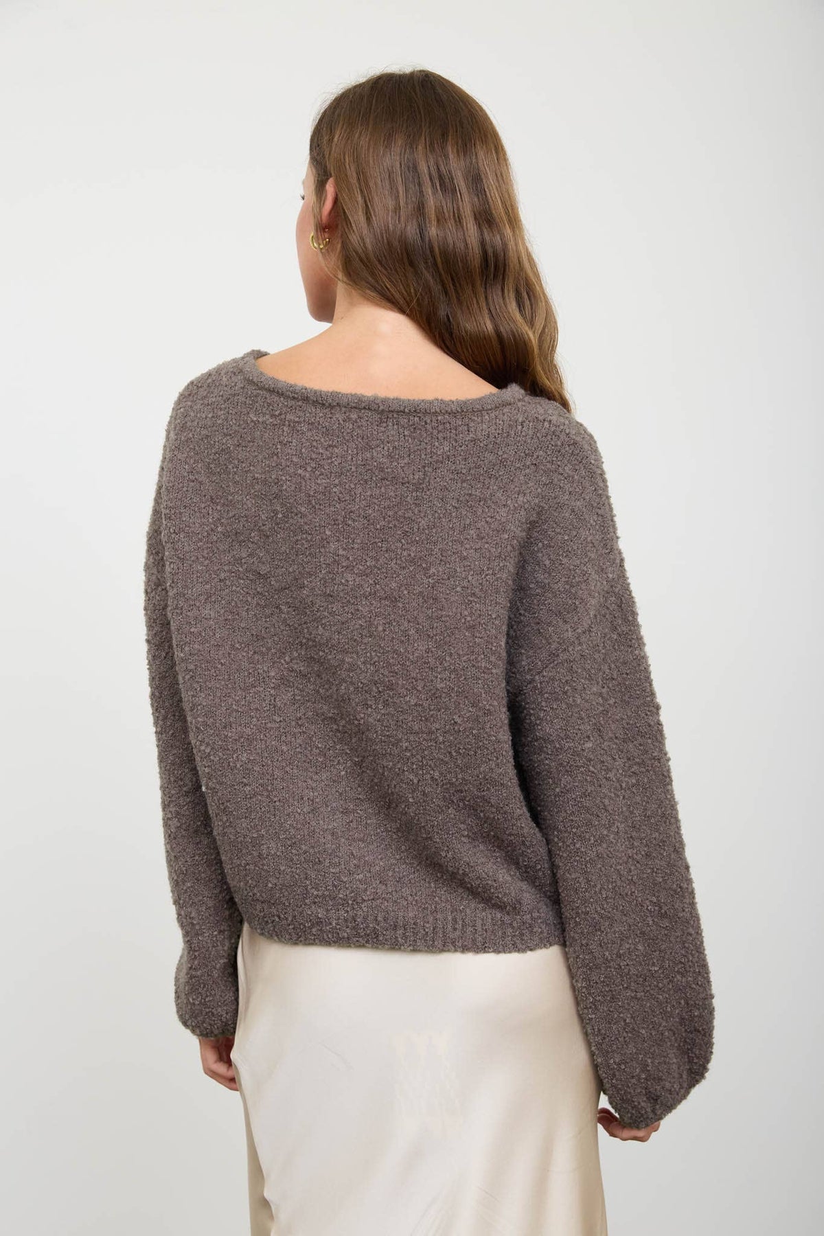 Mocha Long Sleeve Fuzzy Knit Sweater