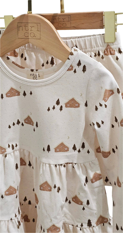 Cozy Cabin Long Sleeve Twirl Dress w/Biker Shorts