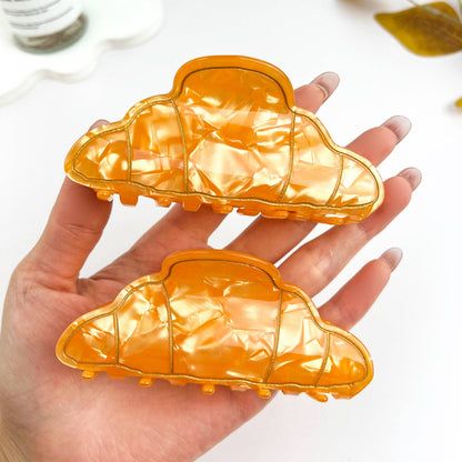 Cute Croissant Acrylic Printed Hair Claw Clip