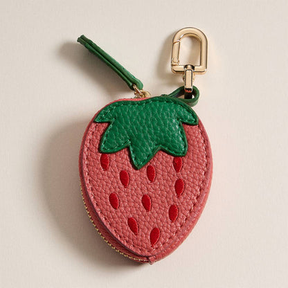 Genuine Leather Strawberry Coin Purse / Keychain / Bag Charm