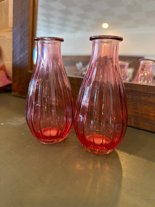 Pink Glass Bud Flower Vase