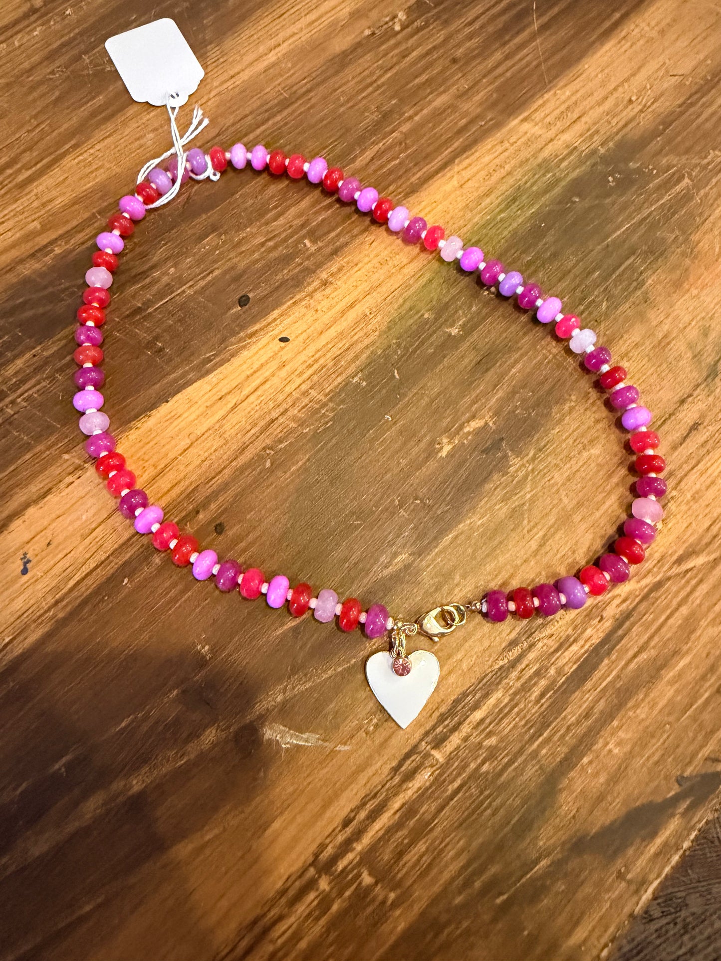 Multicolored Pink Quartz "Candy Necklace" with 18k Gold Findings and Seed Beads