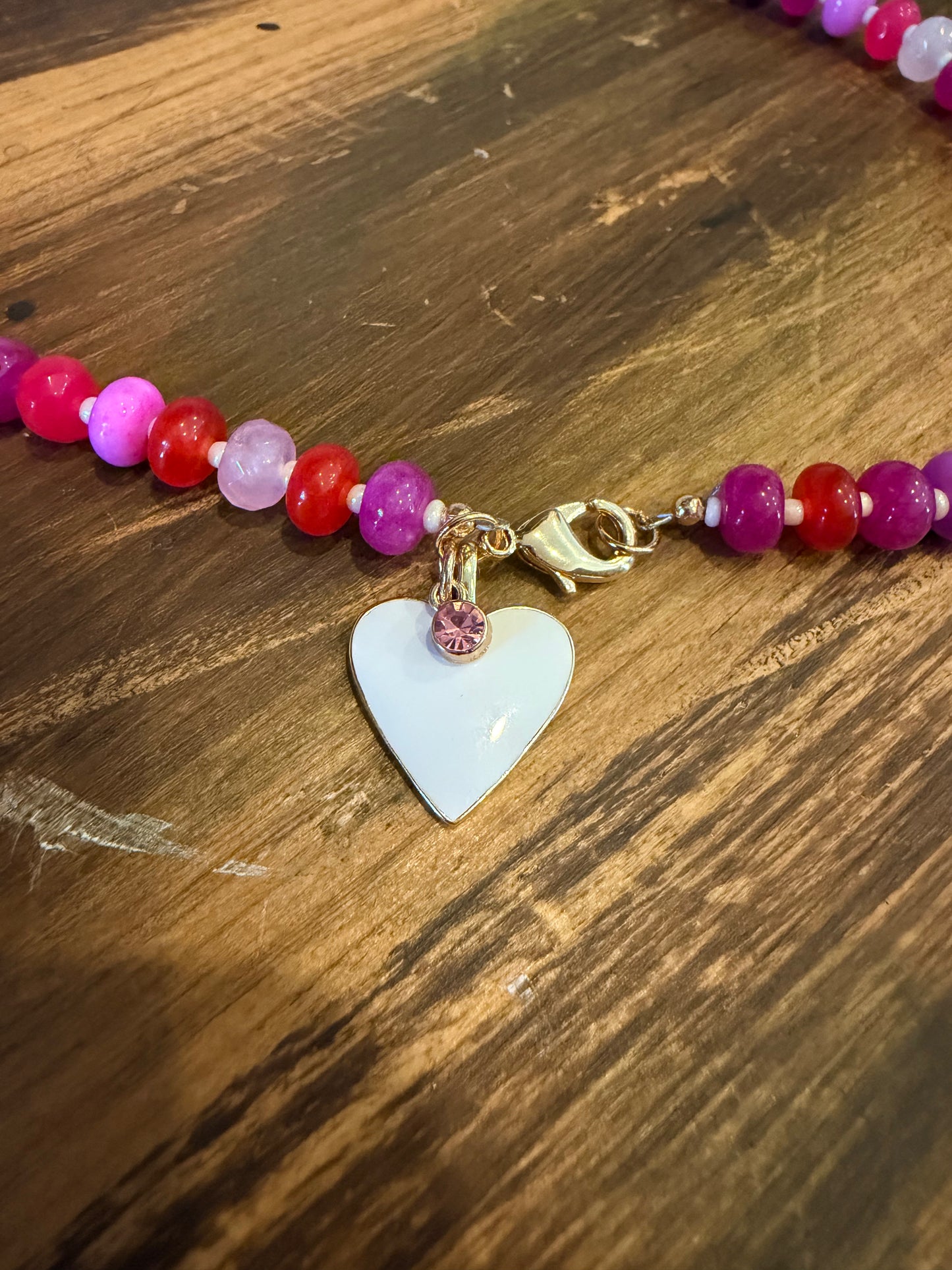 Multicolored Pink Quartz "Candy Necklace" with 18k Gold Findings and Seed Beads