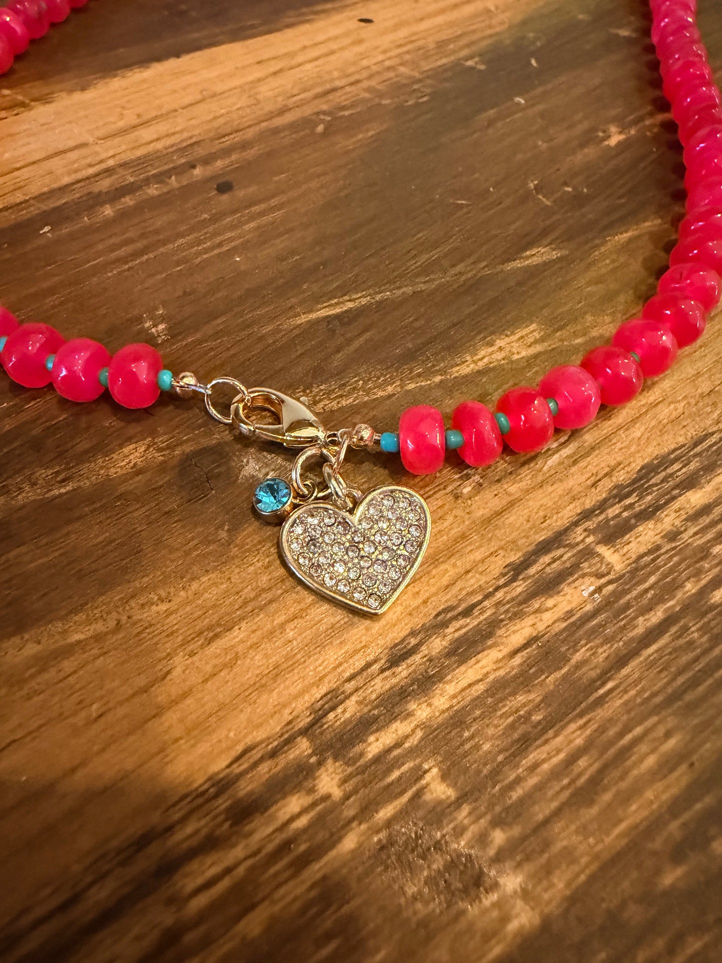 Hot Pink Quartz "Candy Necklace" with 18k Gold Findings and Seed Beads