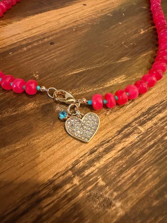 Hot Pink Quartz "Candy Necklace" with 18k Gold Findings and Seed Beads