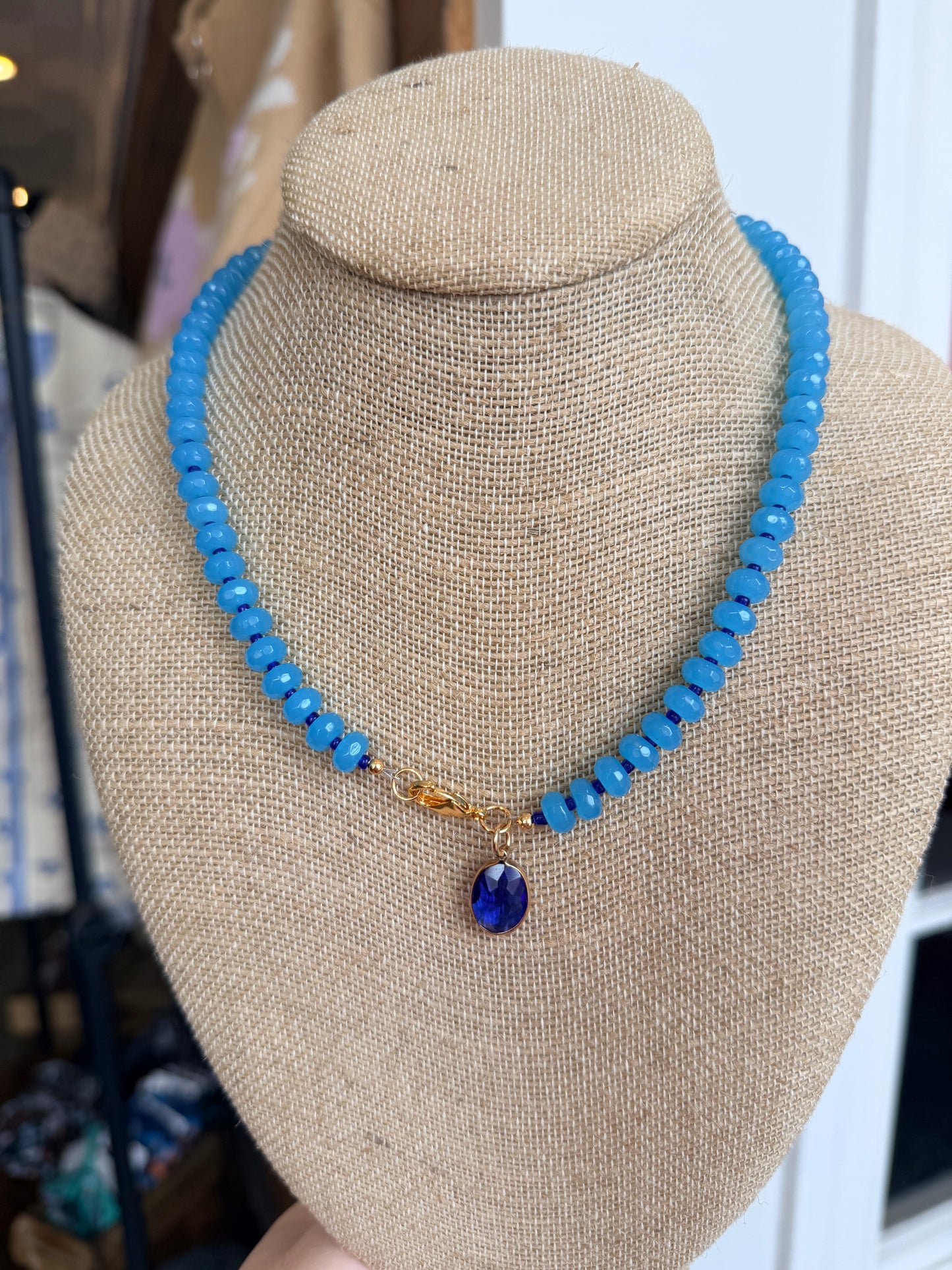 Ice Blue Quartz "Candy Necklace" with 18k Gold Findings and Seed Beads