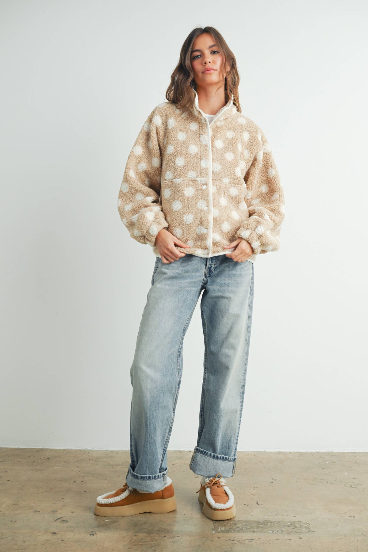 Fall Polka Dot Button Down Jacket