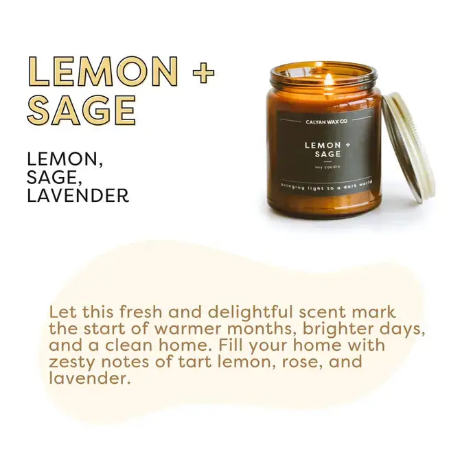 Lemon + Sage - Amber Jar Soy Candle