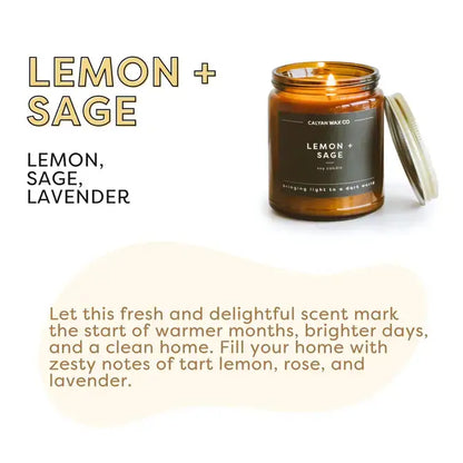 Lemon + Sage - Amber Jar Soy Candle
