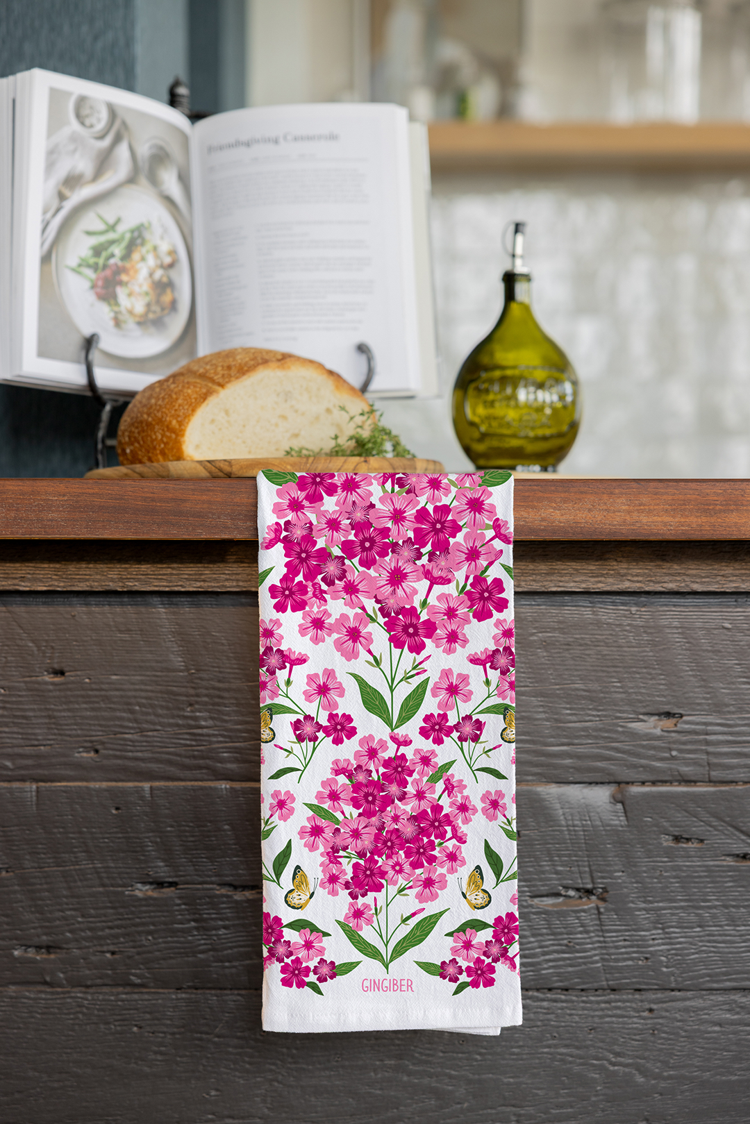 Pink Perennial Tea Towel - Spring Floral